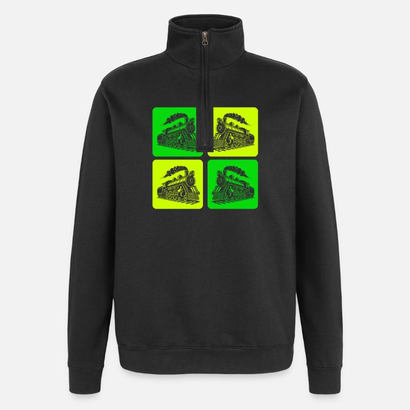Locomotive à vapeur design rétro - Sweat à zip 1/4 - noir