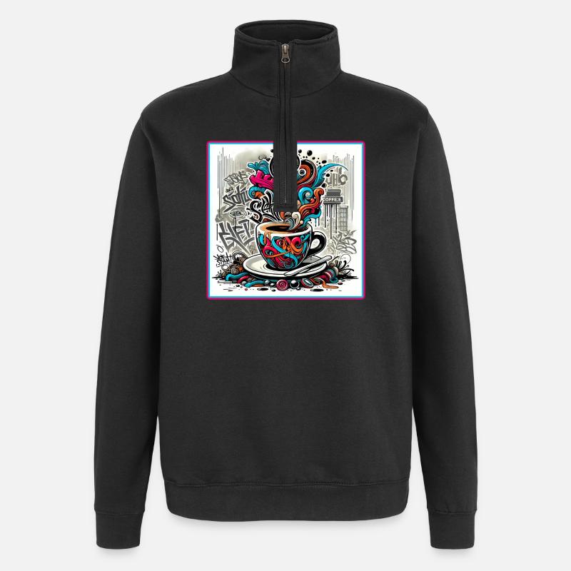 Espresso Graffiti - Sweat à zip 1/4 - noir