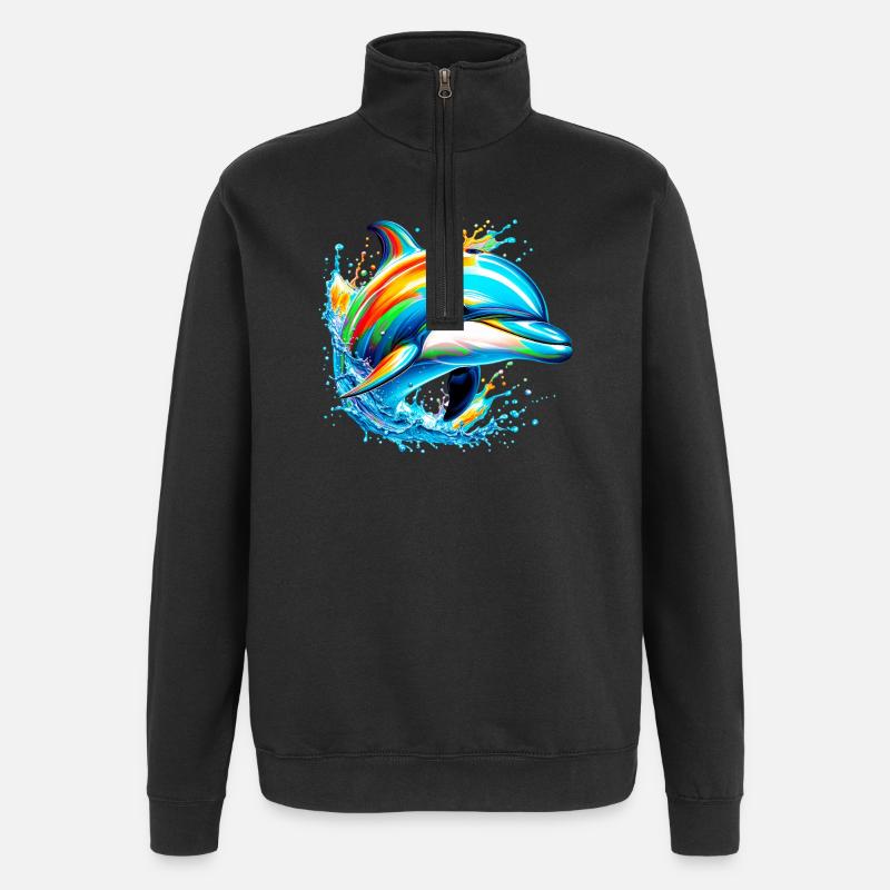 Delfin - Quarter-Zip-Sweatshirt - Schwarz