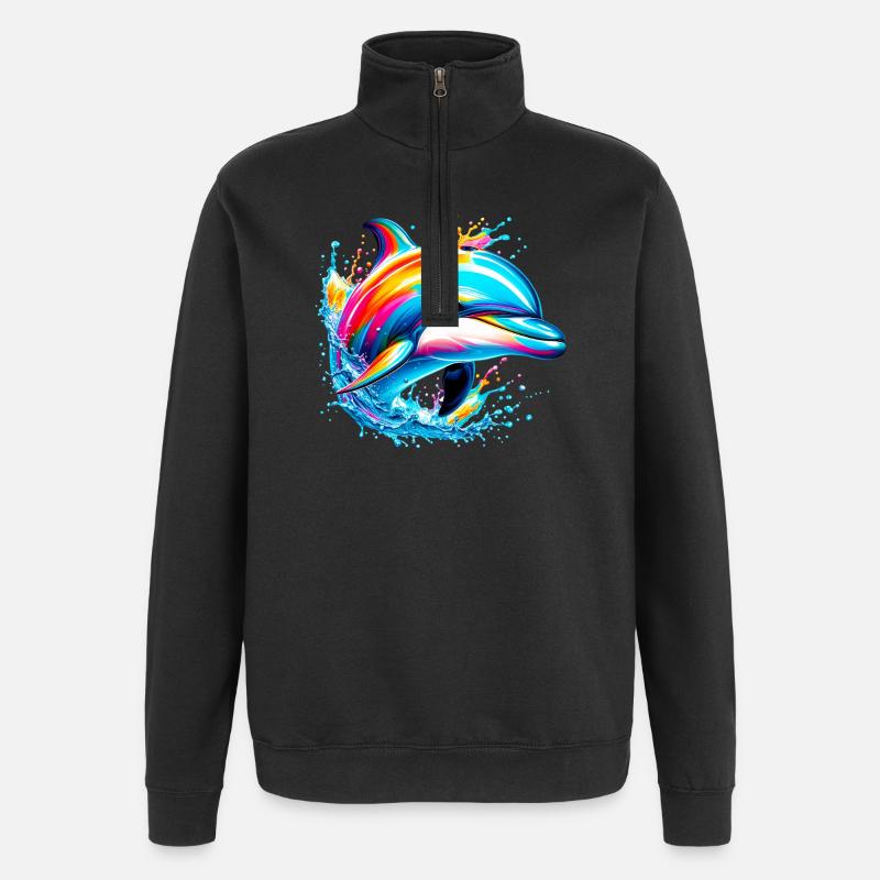 Delfin - Quarter-Zip-Sweatshirt - Schwarz