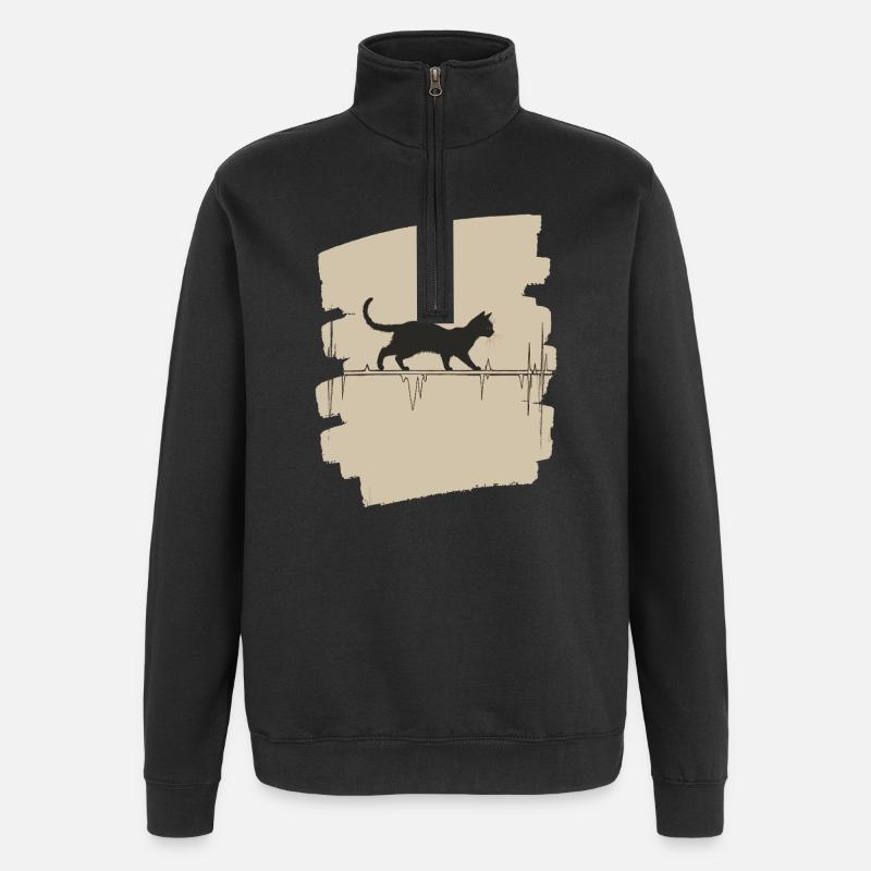 ECG chat - Sweat à zip 1/4 - noir