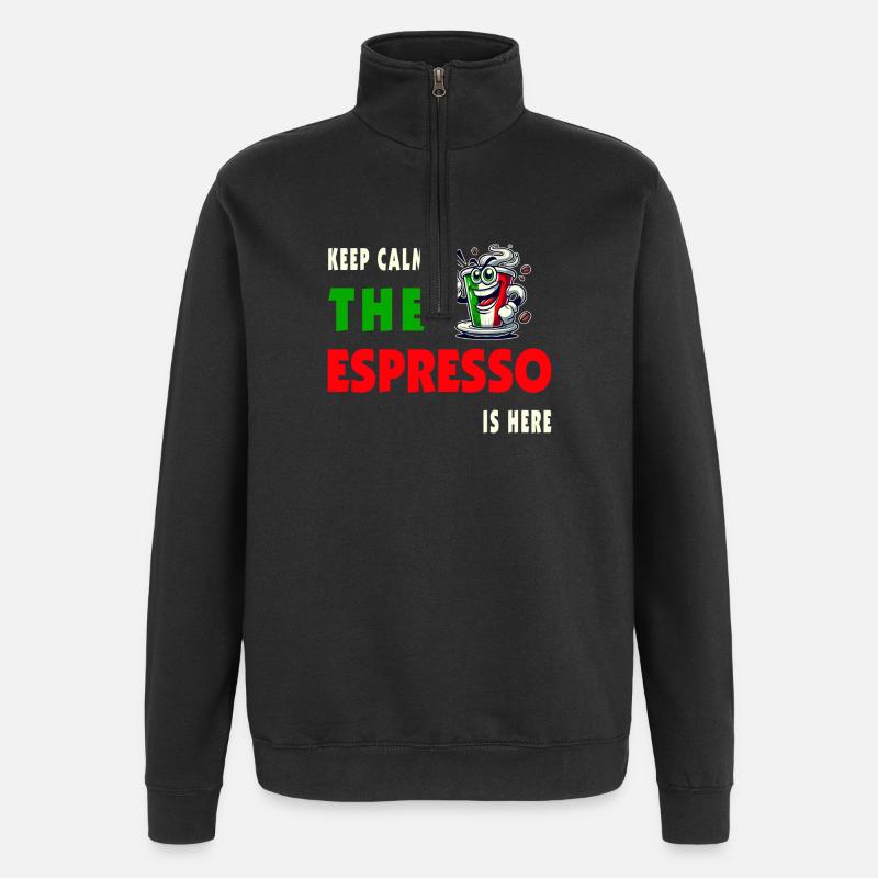 Espresso Italien / Kaffee Design - Quarter-Zip-Sweatshirt - Schwarz