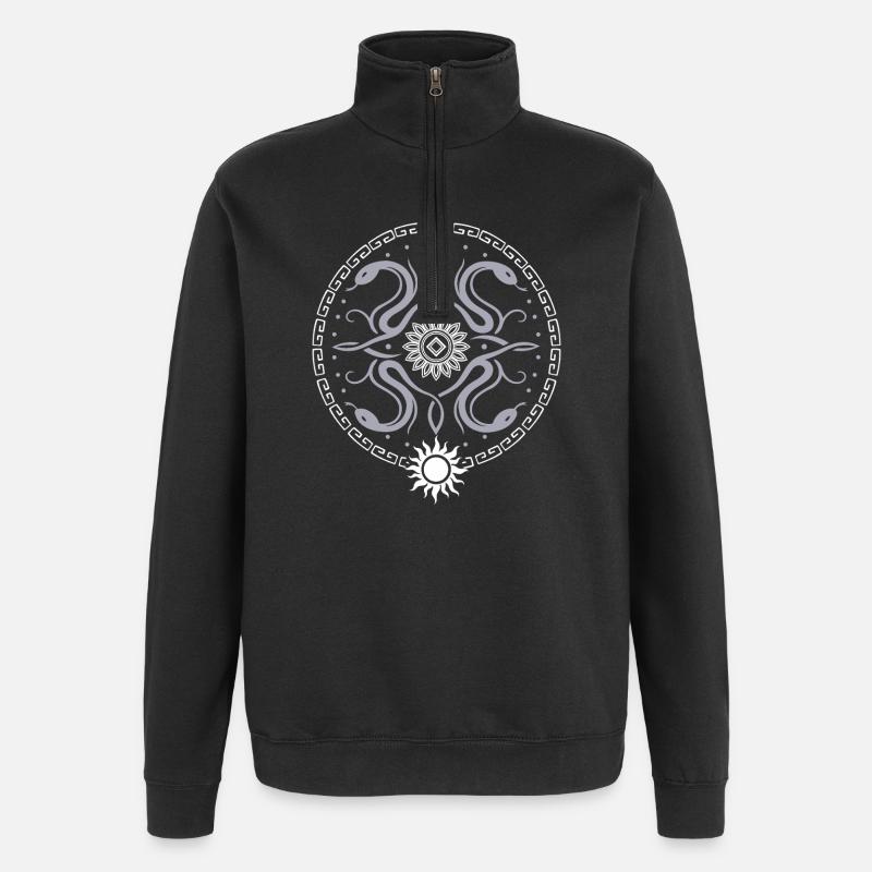 Roue serpentine avec soleil et lune - Sweat à zip 1/4 - noir