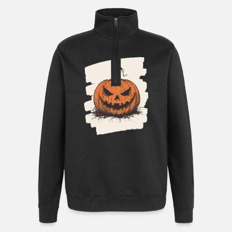 Halloween Kürbis - Quarter-Zip-Sweatshirt - Schwarz