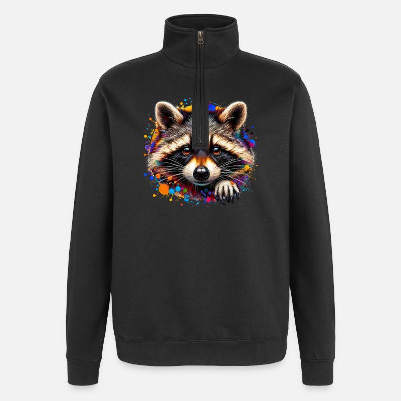 Raton laveur - Sweat à zip 1/4 - noir