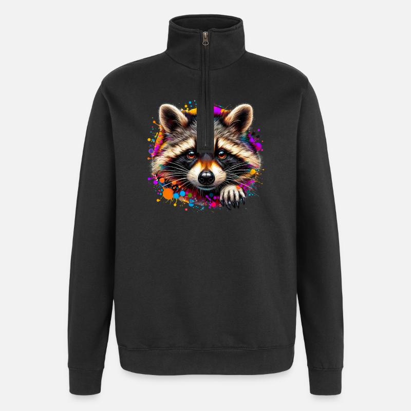 Raton laveur - Sweat à zip 1/4 - noir