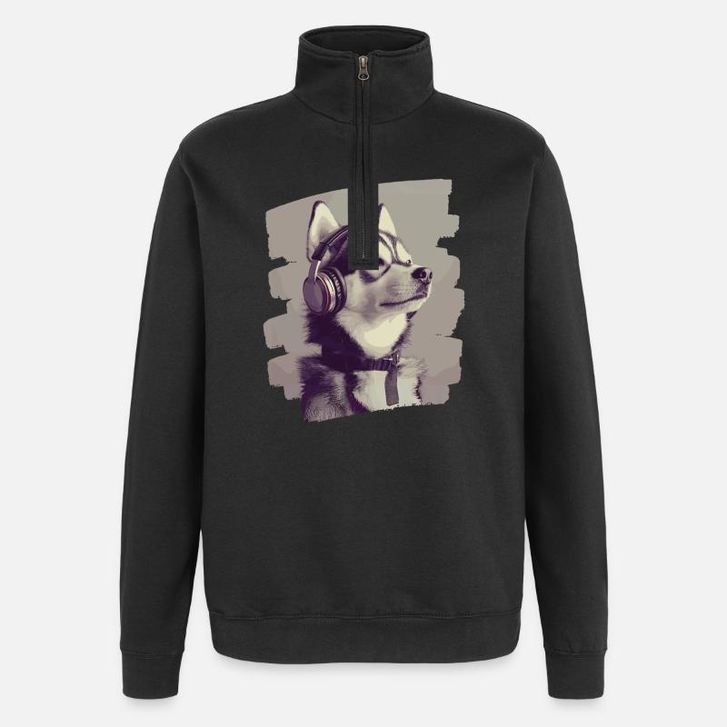 Rauque - Sweat à zip 1/4 - noir