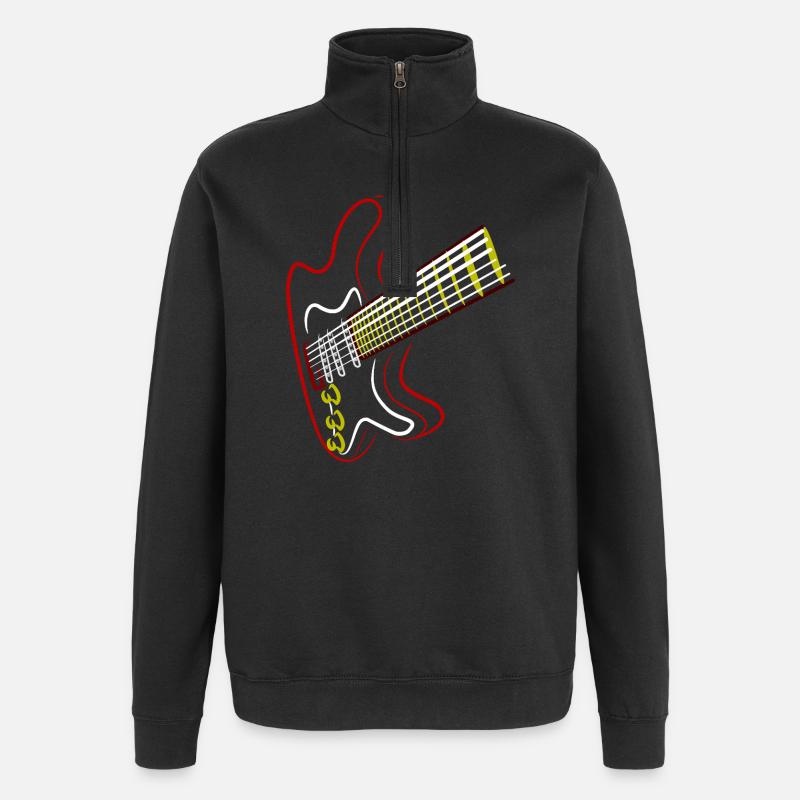 Elektrische Gitarre Neon Design - Quarter-Zip-Sweatshirt - Schwarz