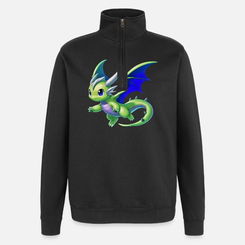 Drache - Quarter-Zip-Sweatshirt - Schwarz