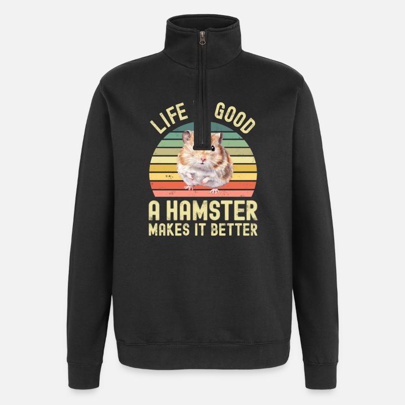 Hamster - Sweat à zip 1/4 - noir