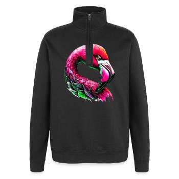 Flamant - Sweat à zip 1/4 - noir - Devant - AI Model Female 172 light (172cm) & AI Model Male 178 dark (178cm)