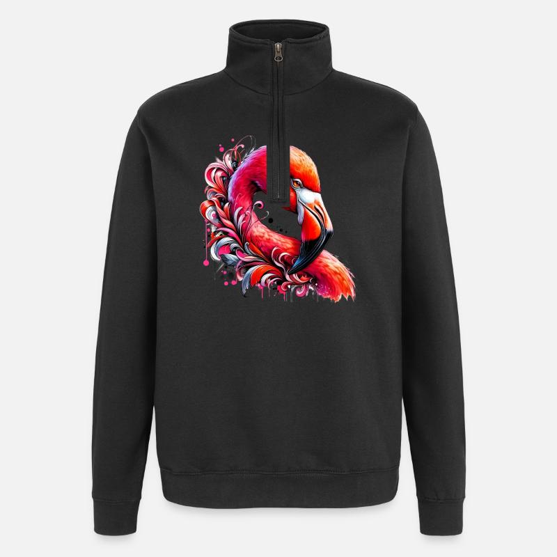 Flamant - Sweat à zip 1/4 - noir