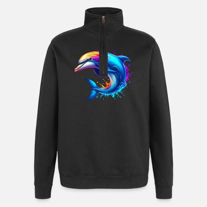 Delfin - Quarter-Zip-Sweatshirt - Schwarz