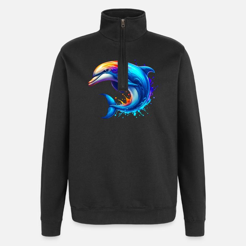 Delfin - Quarter-Zip-Sweatshirt - Schwarz