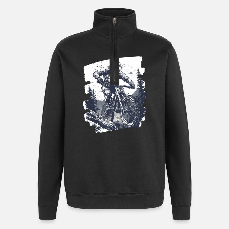Mountain bikers Downhill Mountains Cycling - Quarter-Zip Sweatshirt - black