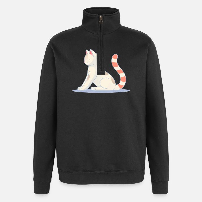 Cat in meditative yoga pose - Quarter-Zip Sweatshirt - black