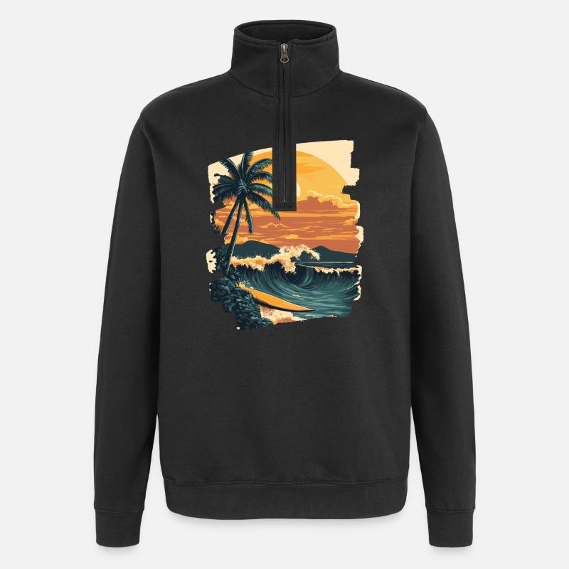 Hawaii Beach - Quarter-Zip Sweatshirt - black
