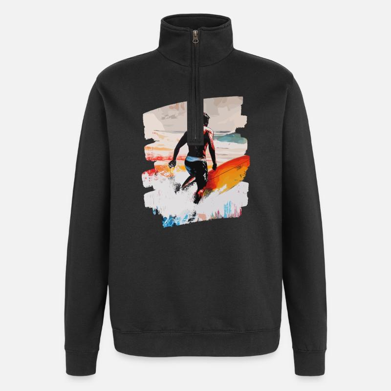 Surfer Surfing Surfboard Surfing - Quarter-Zip Sweatshirt - black