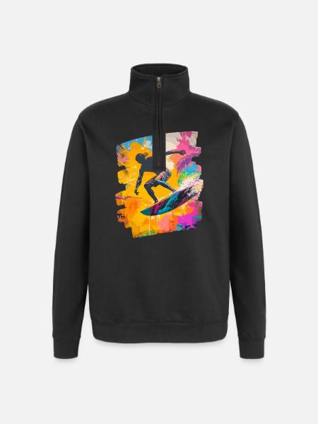 Surfer Surfing Surfboard Surfing - Quarter-Zip Sweatshirt - black