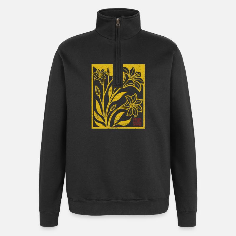 Blumen - Frühling - Be the sunshine - Spruch - Quarter-Zip Sweatshirt - black