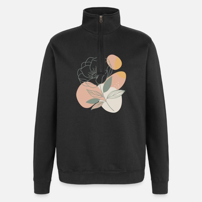 Blumen - Frühling - Sommer - Spruch - Quarter-Zip-Sweatshirt - Schwarz