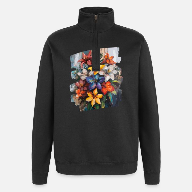 Printemps Printemps Début Fleur Fleurs - Sweat à zip 1/4 - noir