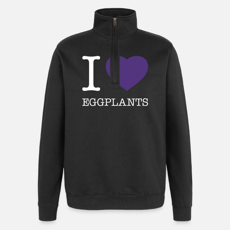 I LOVE EGGPLANTS - Quarter-Zip Sweatshirt - black