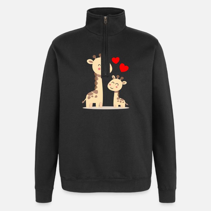 Baby Giraffe with Mommy Giraffe - Quarter-Zip Sweatshirt - black