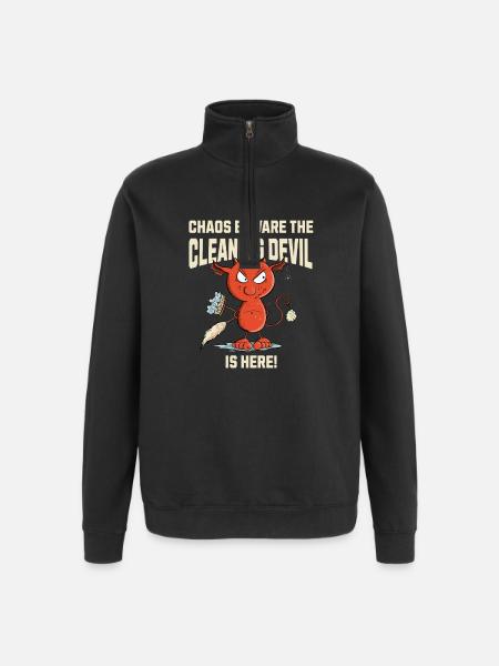 Funny Cleaning Devil Cleaning Cleaner Saying - Quarter-Zip Sweatshirt - black