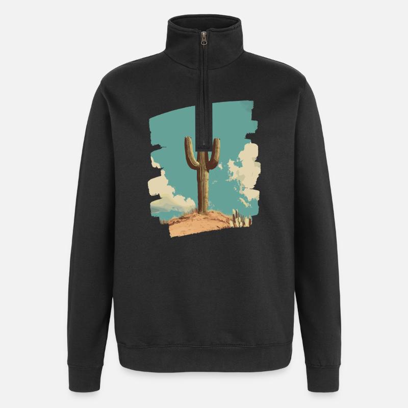 Cactus - Sweat à zip 1/4 - noir