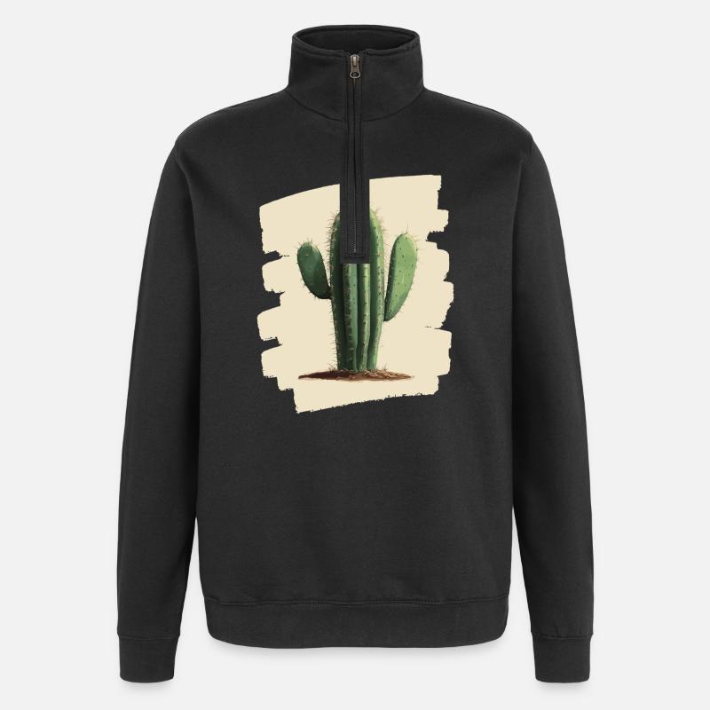 Cactus - Sweat à zip 1/4 - noir