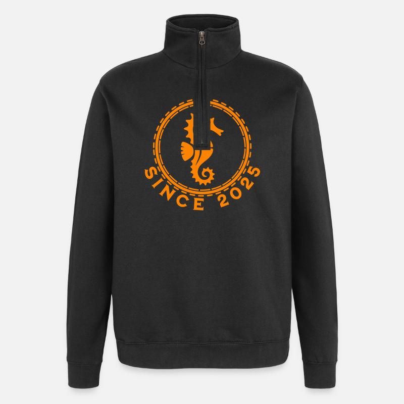 Seepferdchen Ozean Design - Quarter-Zip-Sweatshirt - Schwarz