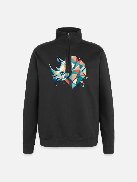 Abstract Rhinoceros – Geometric Strength - Quarter-Zip Sweatshirt - black
