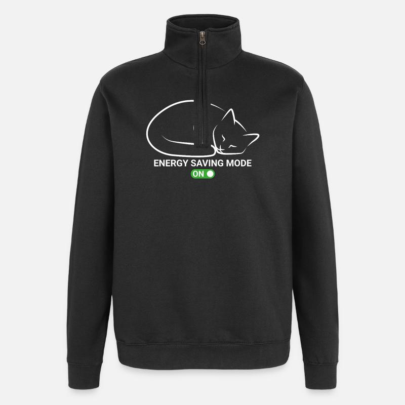Cat en mode d’économie d’énergie - Sweat à zip 1/4 - noir