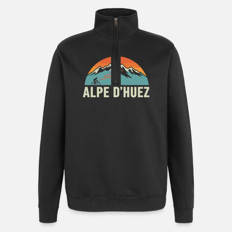 Alpe d'Huez Course Rétro - Sweat à zip 1/4 - noir