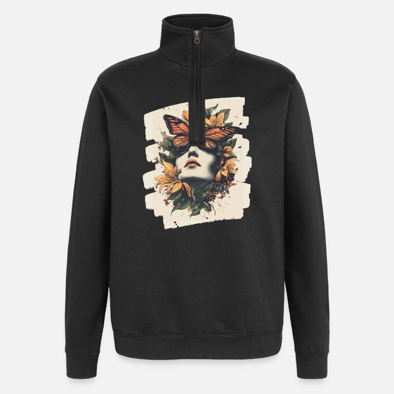 Printemps Printemps Début Fleurs - Sweat à zip 1/4 - noir