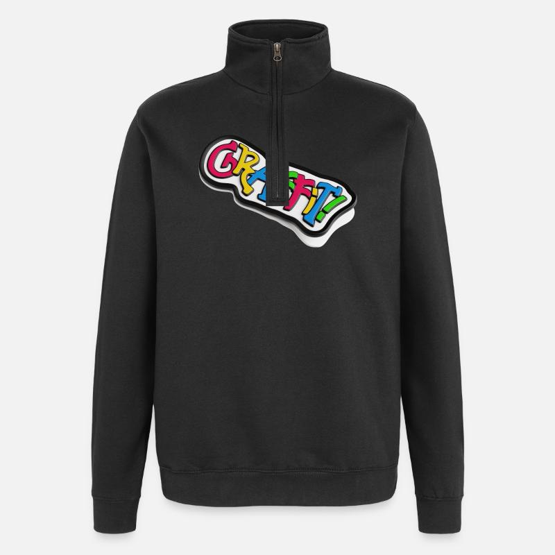 Graffiti lettering 3d effect - Quarter-Zip Sweatshirt - black