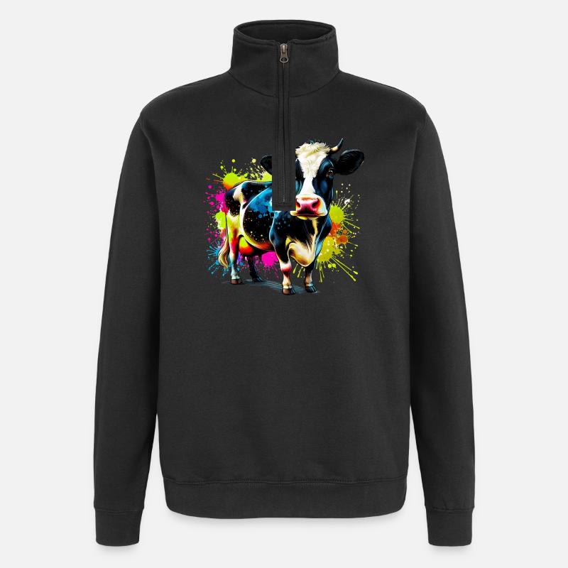 Vache - Sweat à zip 1/4 - noir