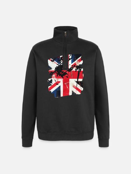 Great Britain Flag England Union Jack - Quarter-Zip Sweatshirt - black