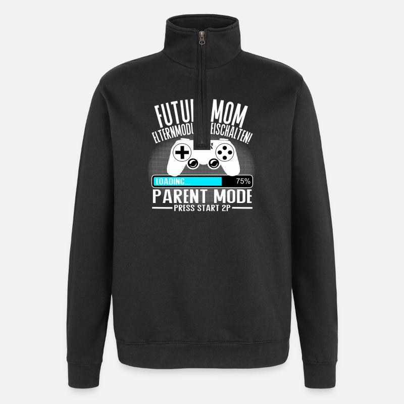 Mama lädt… Bitte warten! - Quarter-Zip-Sweatshirt - Schwarz