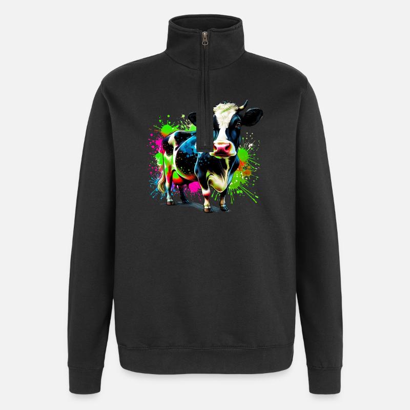 Vache - Sweat à zip 1/4 - noir