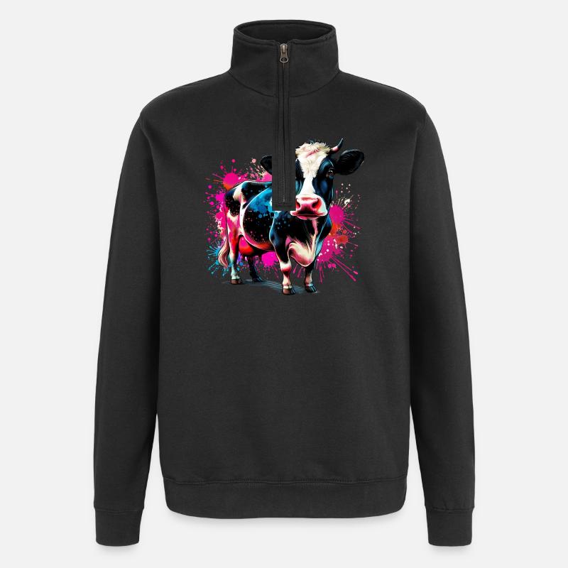 Kuh - Quarter-Zip-Sweatshirt - Schwarz