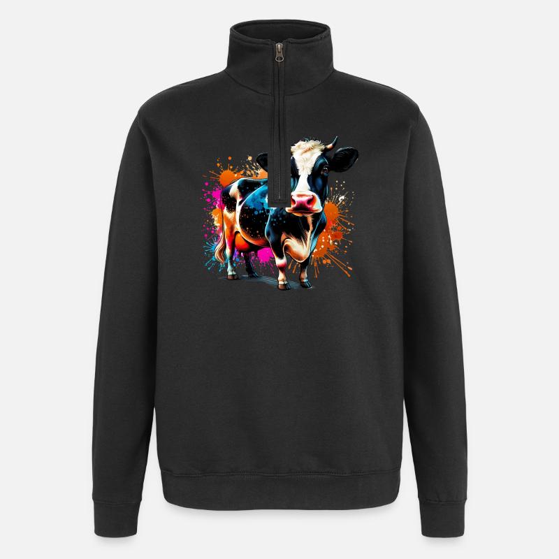 Vache - Sweat à zip 1/4 - noir