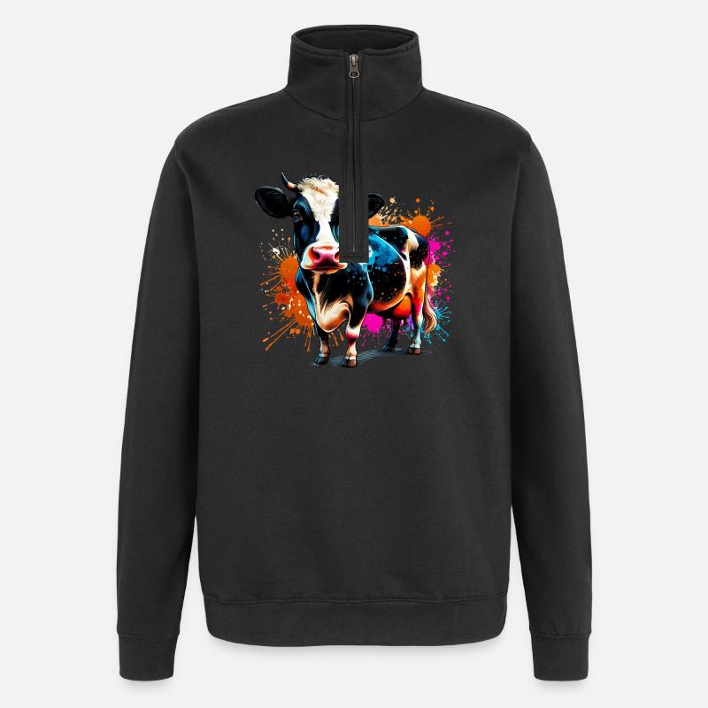 Vache - Sweat à zip 1/4 - noir