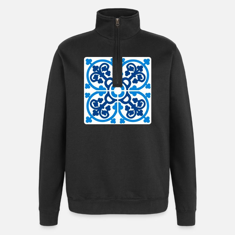 Mediterrane Majolika - Quarter-Zip-Sweatshirt - Schwarz