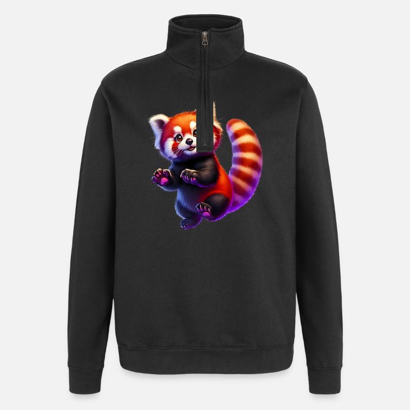 Red panda - Quarter-Zip Sweatshirt - black
