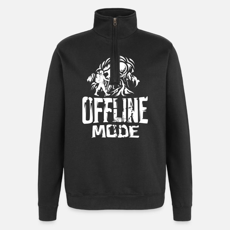 offline mode outdoor - nature wandern - Quarter-Zip-Sweatshirt - Schwarz