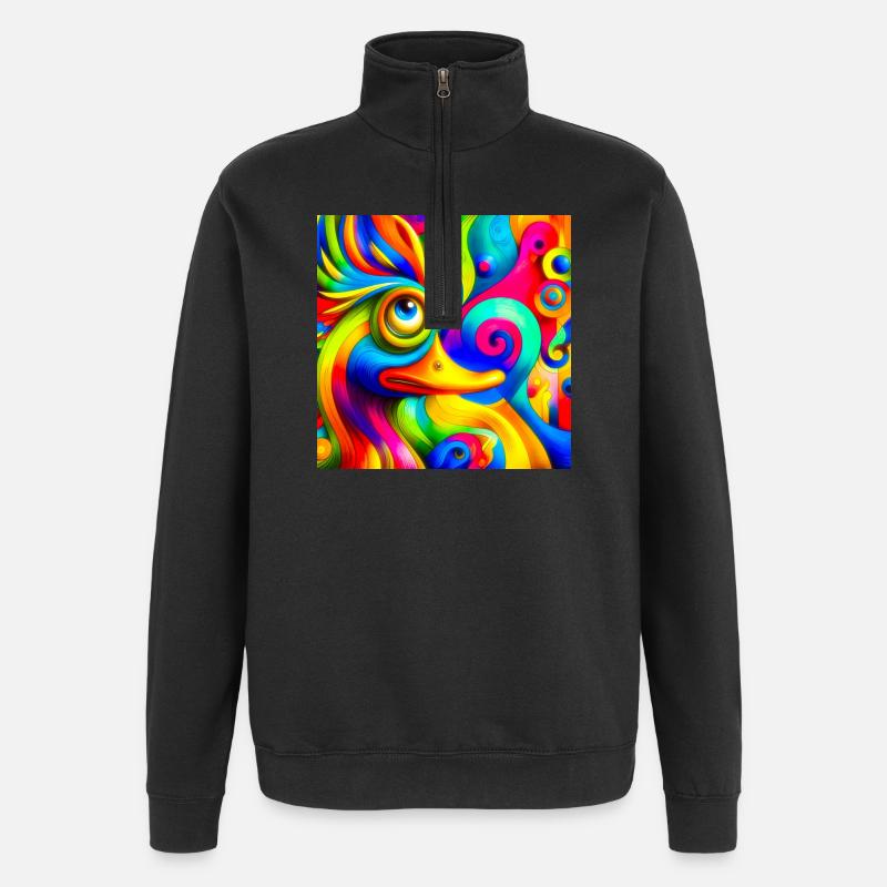 Gemälde von einer ente - Quarter-Zip-Sweatshirt - Schwarz