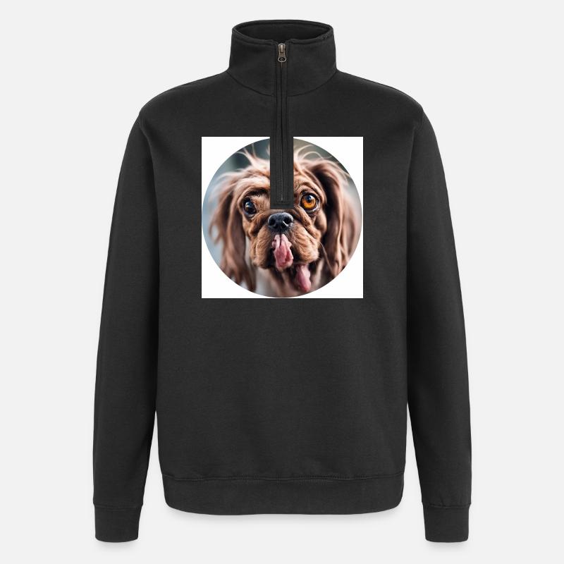 Hässlicher Hund Rundausschnitt - Quarter-Zip-Sweatshirt - Schwarz