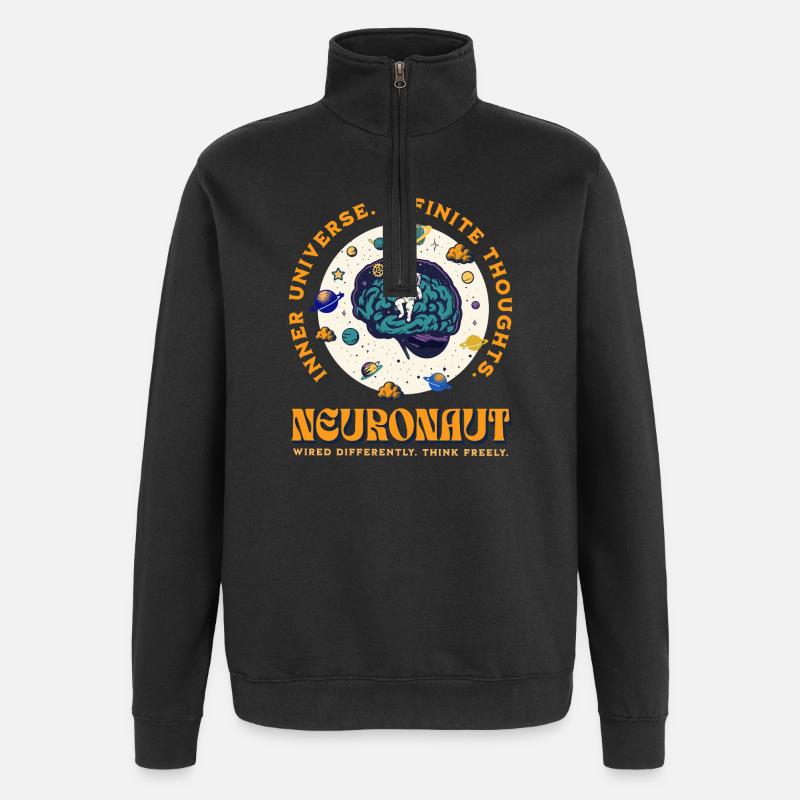 Cerveau neuroépicé d’astronaute neurodivergent - Sweat à zip 1/4 - noir